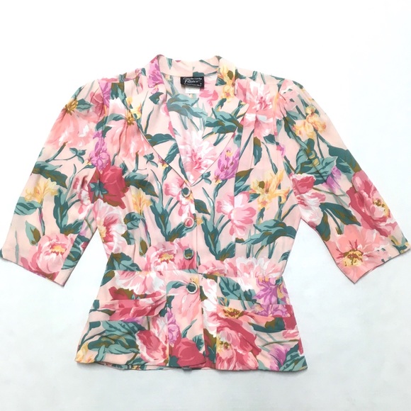 Carole Little Tops - EUC Carol Little Petites floral peplum 40s top 4 S